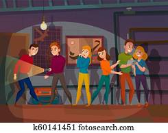Quest In Reality Cartoon Illustration Quest In Reality Cartoon Illustration