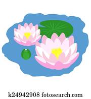 teich, mit, lilien teich, mit, lilien