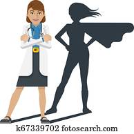 צעיר, רופא רפואי, גיבור על, ציור היתולי, קמיע