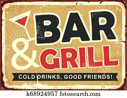 Bar and grill retro tin sign design Bar and grill retro tin sign design