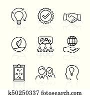 Core Values - Mission, integrity value icon set with vision, honesty, passion, and collaboration as the goal or focus Core Values - Mission, integrity value icon set with vision, honesty, passion, and collaboration as the goal or focus