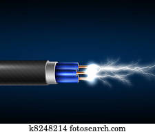 Electric cord with electricity sparkls Electric cord with electricity sparkls