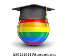 Graduation cap and LGBT flag. Image with clipping path Graduation cap and LGBT flag. Image with clipping path