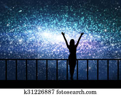 Silhouette of young woman in the cosmos Silhouette of young woman in the cosmos