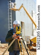 surveyor worker with theodolite