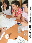 teamrunde, in, ein, büro