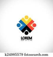 vector icon of people together - sign of unity, partnership