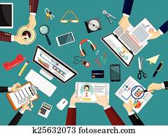vektor, mannschaft- arbeit, ort, abbildung vektor, mannschaft- arbeit, ort, abbildung