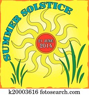 verão, solstício, vetorial, ilustração