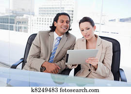 יפה, צוות של עסק, להשתמש, a, קדור, מחשב