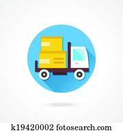 矢量, 发送卡车, 图标