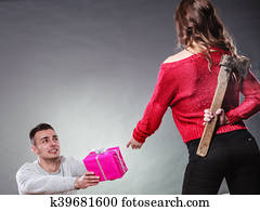 confiado, tipo, dar, presente, a, engañoso, niña