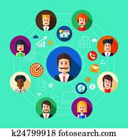 Illustration of flat design business team work composition Illustration of flat design business team work composition