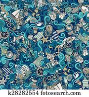 seamless, muster, sealife, und, marine seamless, muster, sealife, und, marine
