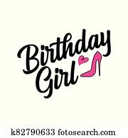 יום הולדת, האנדוורוט, טקסט, פיקחות, ורוד, צבע, נעל של עקב גבוהה, ו, hearts.