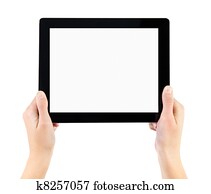 保有物, 電子, タブレットの pc, 中に, 手