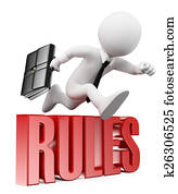 3D white people. Businessman breaking the rules 3D white people. Businessman breaking the rules