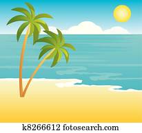 Beach with palm trees Beach with palm trees