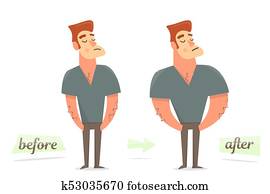 before a after, ťarcha, loss., zahustený, a, schudnúť, man.