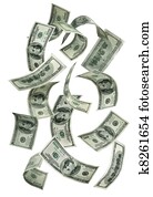 Falling Money $100 Bills