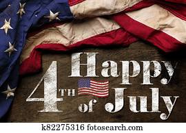Happy 4th of July text with red, white, and blue American Flag Happy 4th of July text with red, white, and blue American Flag