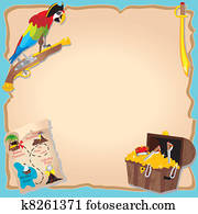 pirata, partido aniversário, e, tesouro