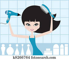 Pretty girl dries hair Pretty girl dries hair