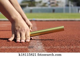 relay-athletes, manos, de arranque, action.