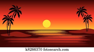 tropicais, ilhas, com, coqueiros