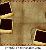 vintage photos on old background