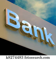 bank, büro, zeichen