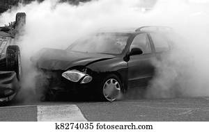 desaturated, מכונית, accident.