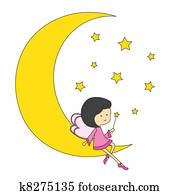 Fairy sitting on the moon Fairy sitting on the moon