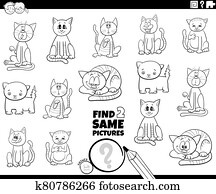 finden, zwei, gleich, katzen, spiel, ausmalbilder, seite finden, zwei, gleich, katzen, spiel, ausmalbilder, seite