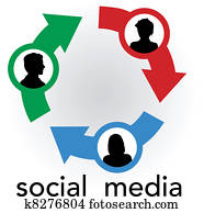 sociaal, media, pijl, verbinden, mensen, netwerk