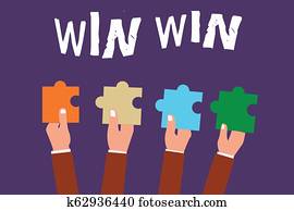 Word Writing Text Think Win Win Business Concept For Negotiation Strategy For Both Partners To Obtain Benefits Clipart K Fotosearch