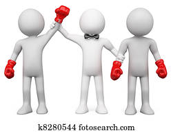 3D Boxing Referee choosing the winner between two boxers 3D Boxing Referee choosing the winner between two boxers