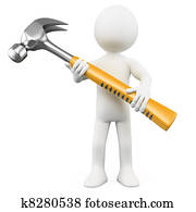 3D man with a huge hammer 3D man with a huge hammer