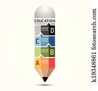 Abstract infographic Design Minimal style pencil  template / can be used for infographics / numbered banners / horizontal cutout lines / graphic or website layout vector