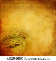 Aged paper with compass