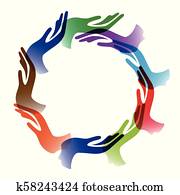 andersartigkeit, hände, kreis, hintergrund