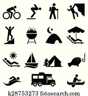 ao ar livre, lazer, e, recreação, ícones
