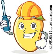 Automotive mango character cartoon mascot Automotive mango character cartoon mascot