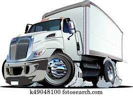 caricatura, entrega, ou, caminhão carga