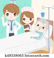 cartoon doctor with old man