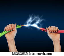 Electric cord with electricity sparkls Electric cord with electricity sparkls