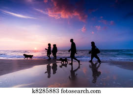 familie, spaziergang