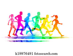 groupe, de, coureurs