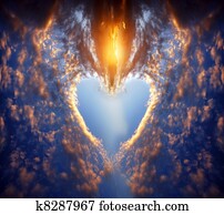 Heart shape on sunset sky Heart shape on sunset sky