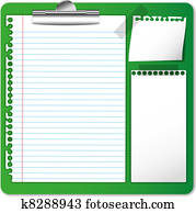 Memo and paper on clip board. 